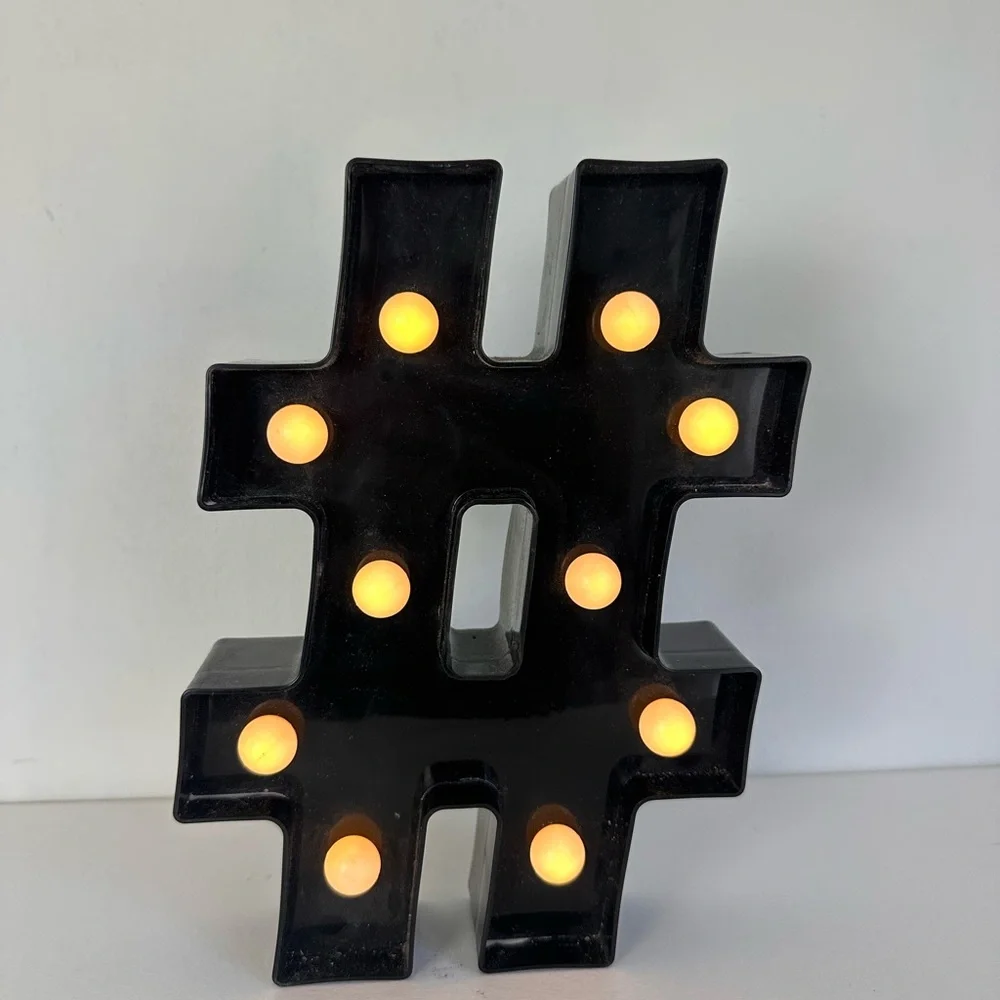 Black Hashtag Light Decor, home decor, party decor